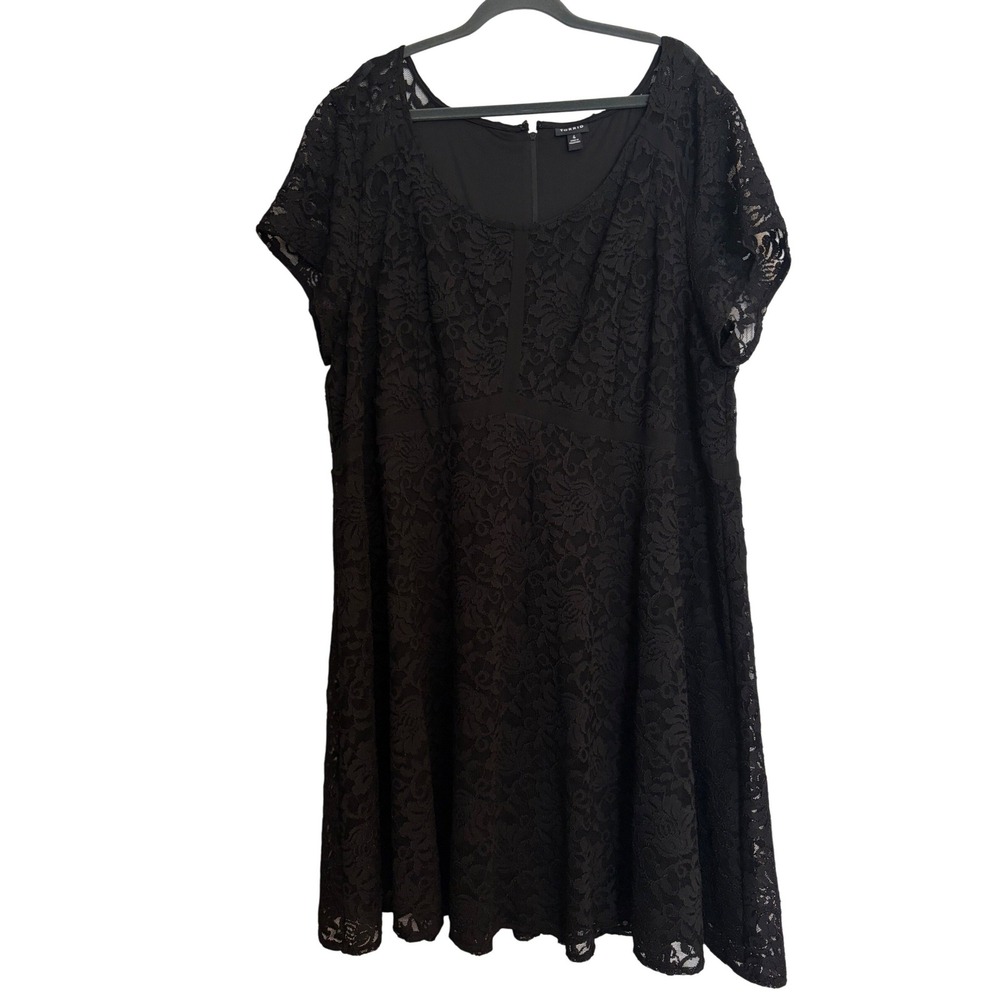 Torrid Black Floral Lace Fit and Flare Cocktail Dress Short Sleeve 26/28 Size 4X